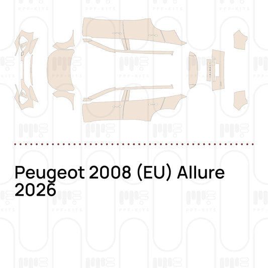 Peugeot 2008 (EU) Allure 2026 – Voorgesneden PPF-lakbeschermingsfolie