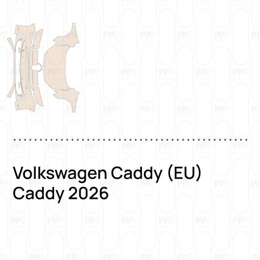 Pre-cut PPF pattern set for the Volkswagen Caddy EU Caddy 2026: outlines of every film piece in the kit.
