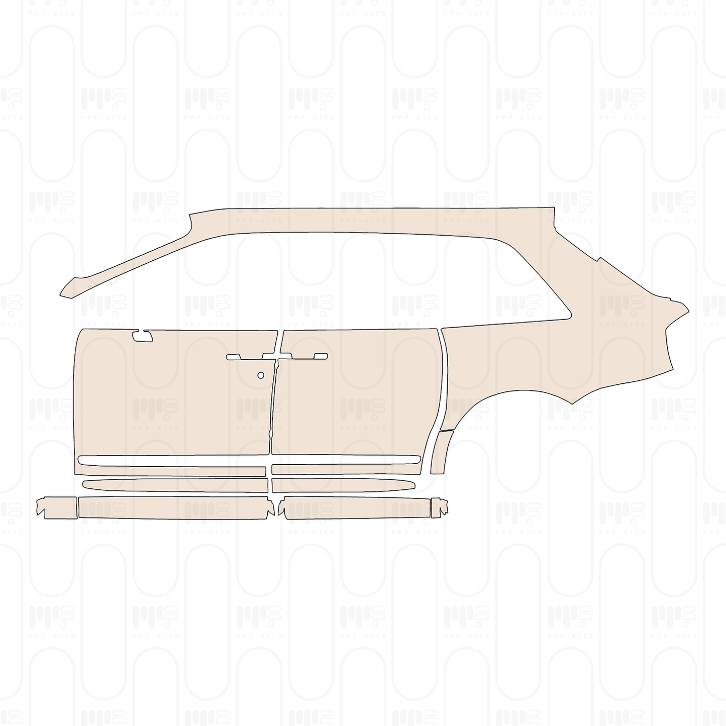 (left) Door+Side Skirt+Rear Fender split rear Fender