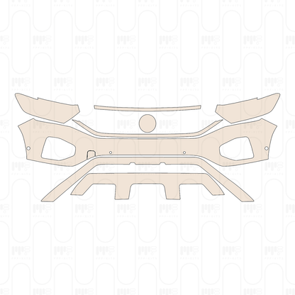 Bumper+Headlamp without license plate frame cutout, with 4 PDC (parking sensors)