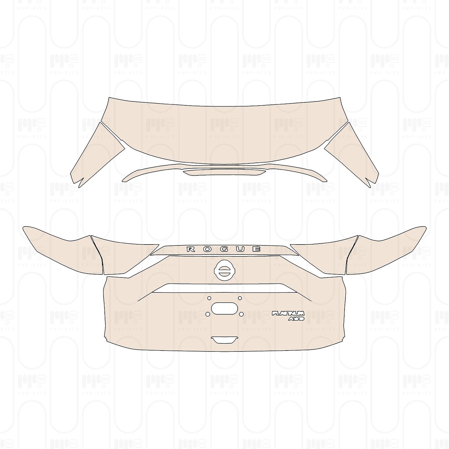 Trunk Lid with "ROGUE" & "PLATINUM AWD" Emblems