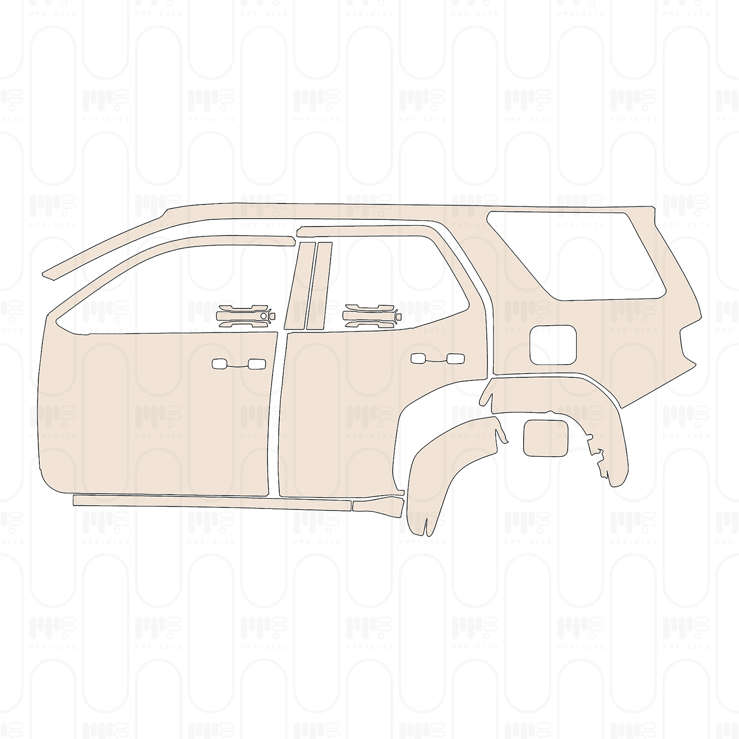 (left) Door+Side Skirt+Rear Fender without Emblem on rear Fender