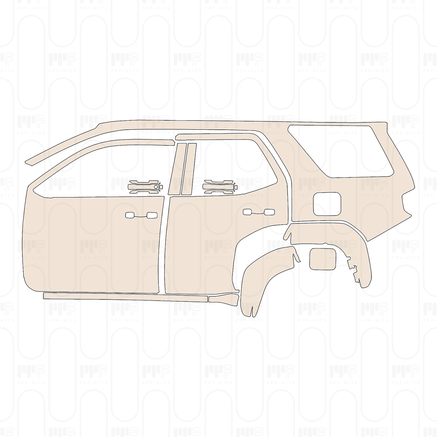 (left) Door+Side Skirt+Rear Fender without Emblem on front door
