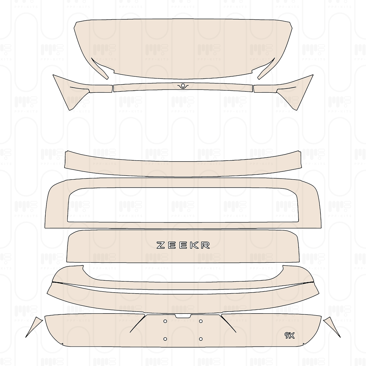 Trunk Lid with "ZEEKR" & "9X" Emblems