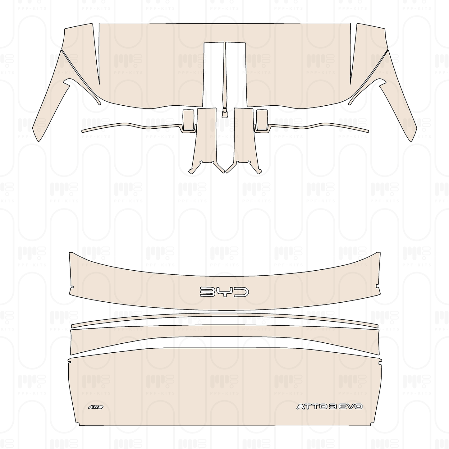 Trunk Lid with "AWD" & "ATTO 3 EVO" Emblems