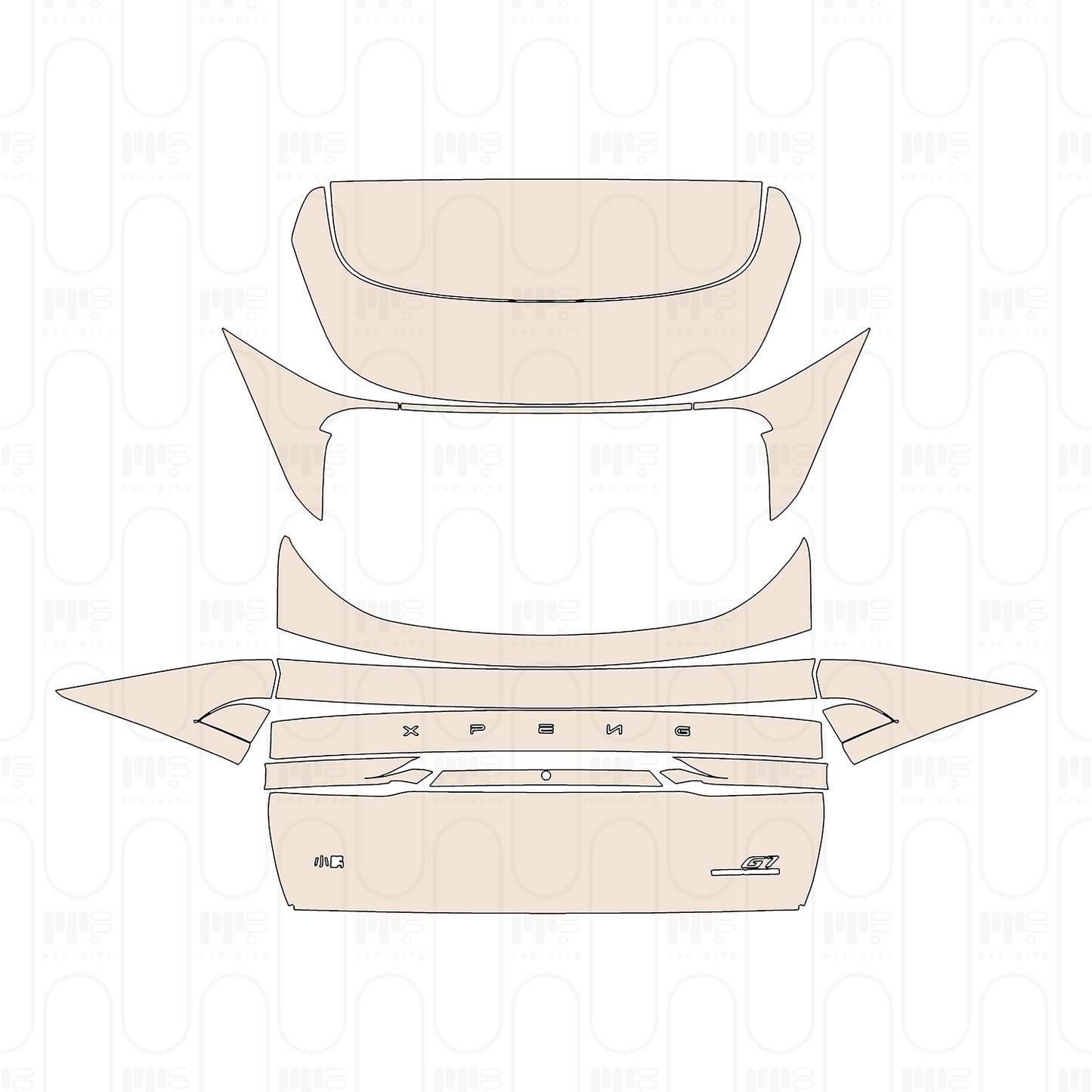 Trunk Lid with "XPENG" & "Xiaopeng" & "G7 POWER XULTRA" Emblems