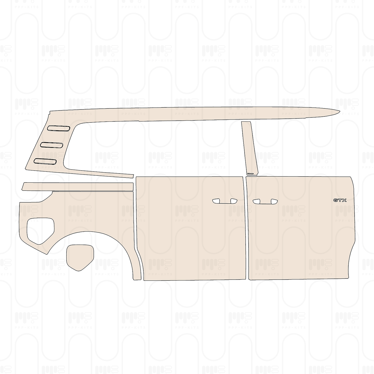 (right) Door+Rear Fender+Side Skirt with "GTX" Emblem on front door