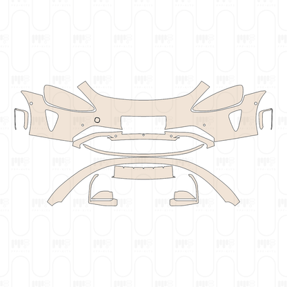 Bumper+Headlamp with license frame cutout, with 6 PDC (Parking Sensors)