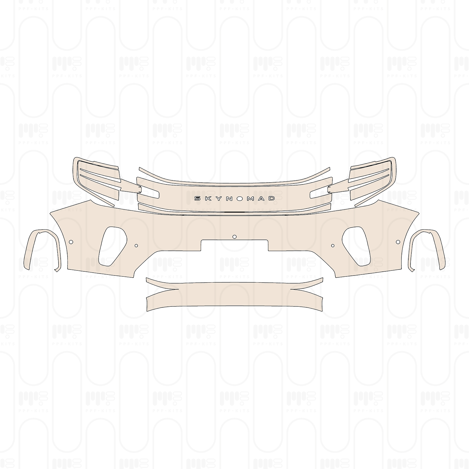 Bumper+Headlamp with license plate frame cutout, with 4 PDC (Parking Sensors) and 1 camera