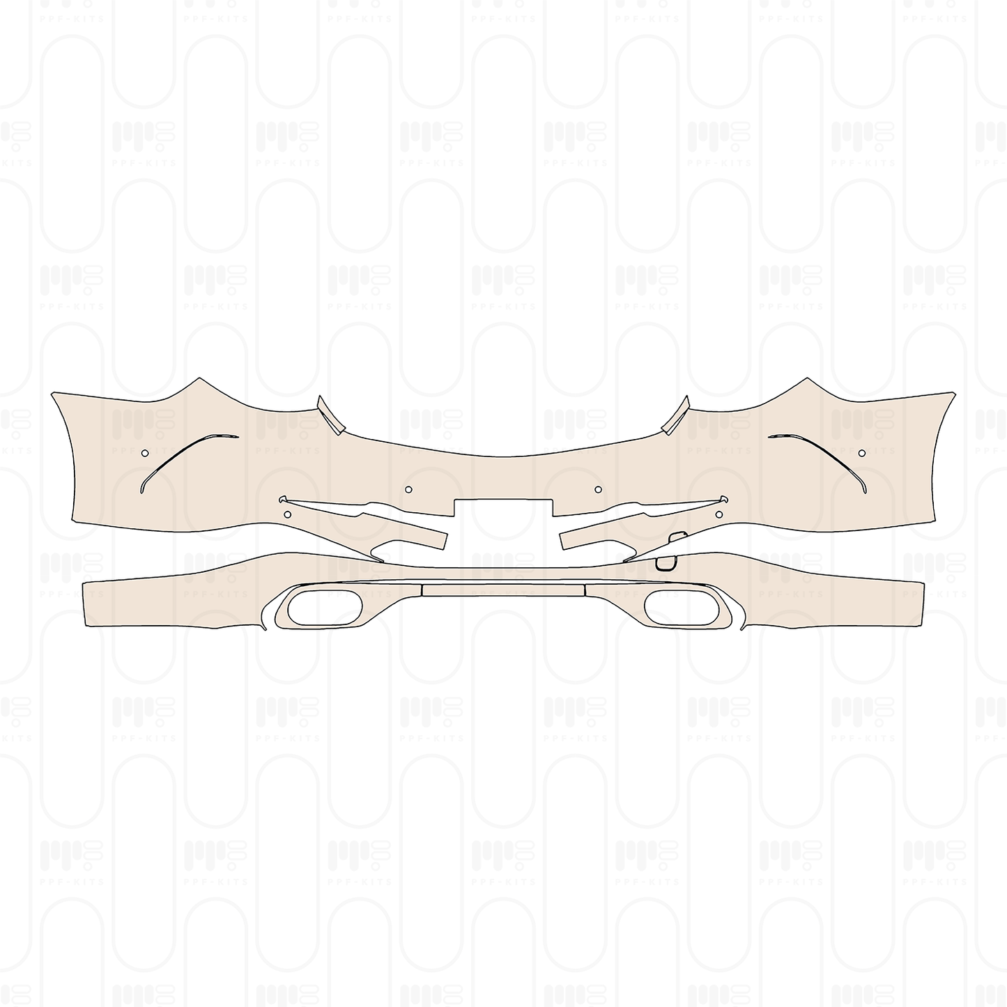Rear Bumper for US license plate frame, with 6 PDC (Parking Sensors)