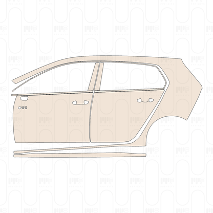 (left) Door+Side Skirt+Rear Fender with "GTI" Emblem on front door