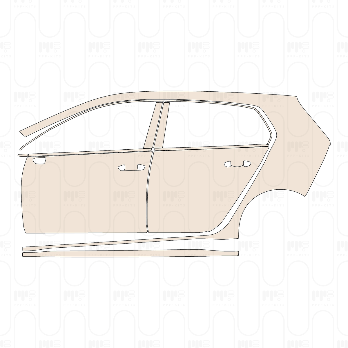(left) Door+Side Skirt+Rear Fender