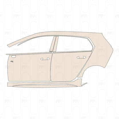 (left) Door+Side Skirt+Rear Fender without R Performance pack, with "R" Emblem on front door