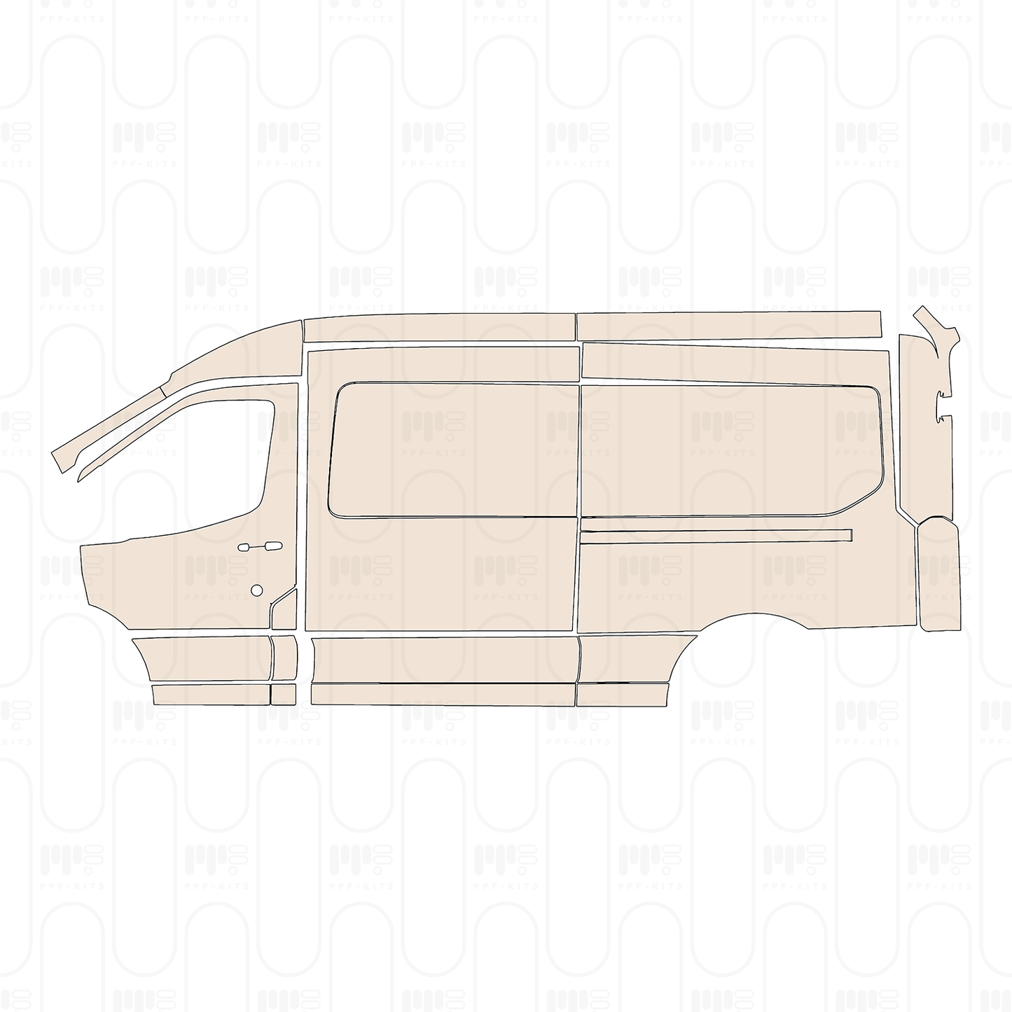 Voorgesneden PPF Ford Transit (US) Medium Roof Long 2022