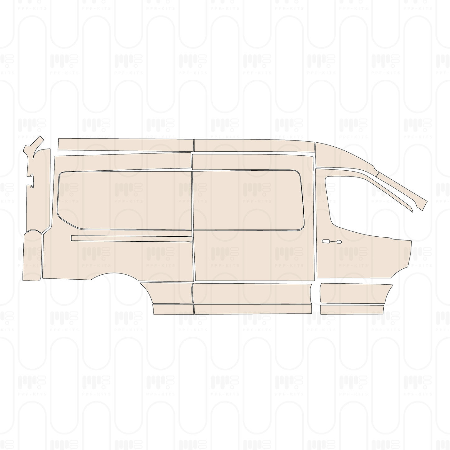 Voorgesneden PPF Ford Transit (US) Medium Roof Long 2022