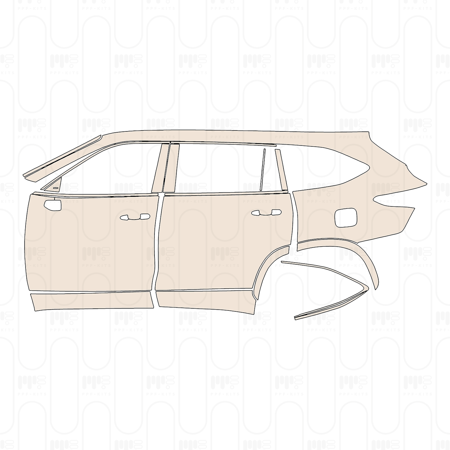Voorgesneden PPF Toyota Highlander (US) Limited 2022