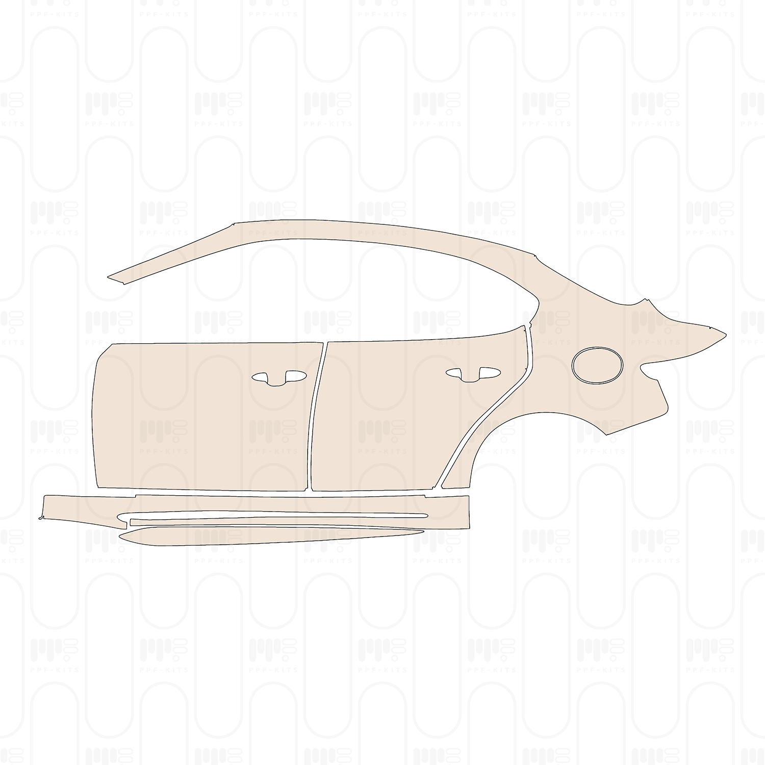 (left) Door+Side Skirt+Rear Fender without Model Emblem