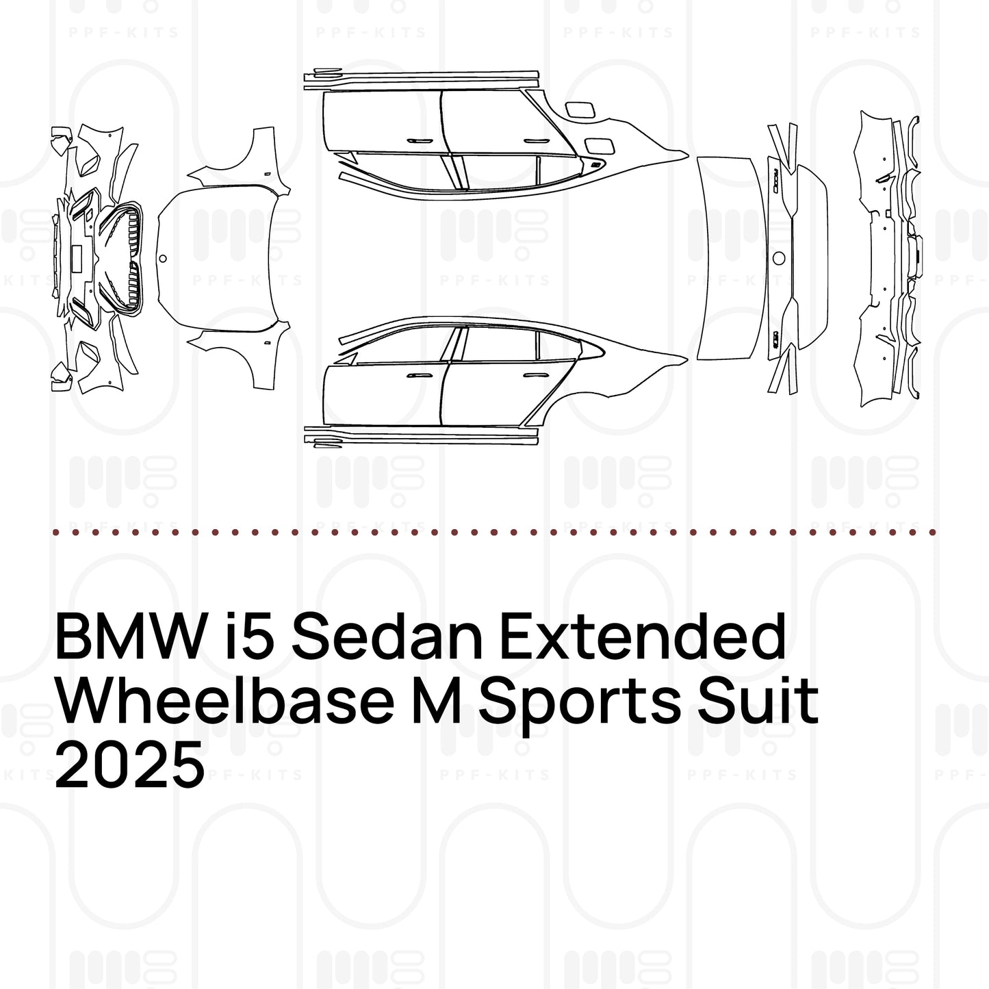 Voorgesneden PPF BMW i5 Sedan Extended Wheelbase M Sports Suit 2025