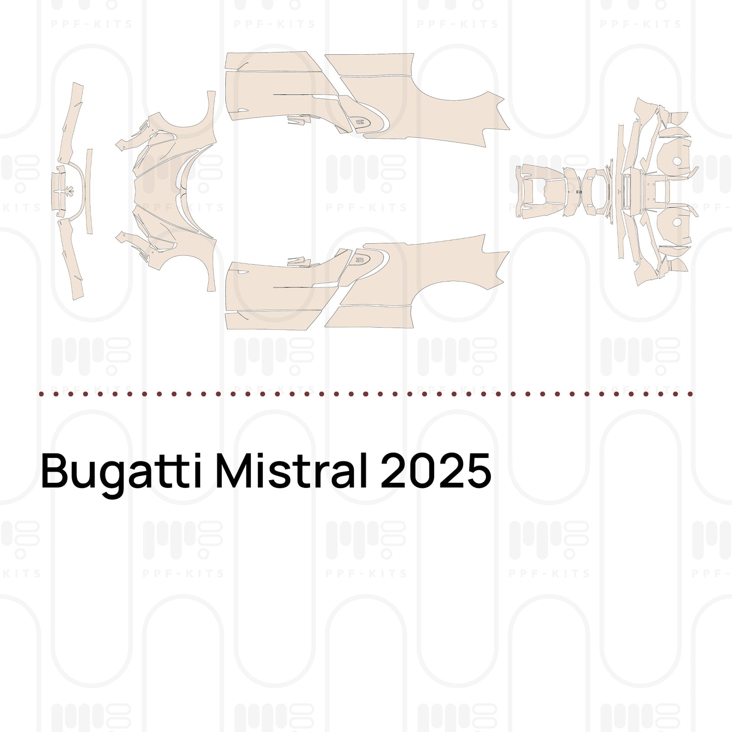 Voorgesneden PPF Bugatti Mistral 2025