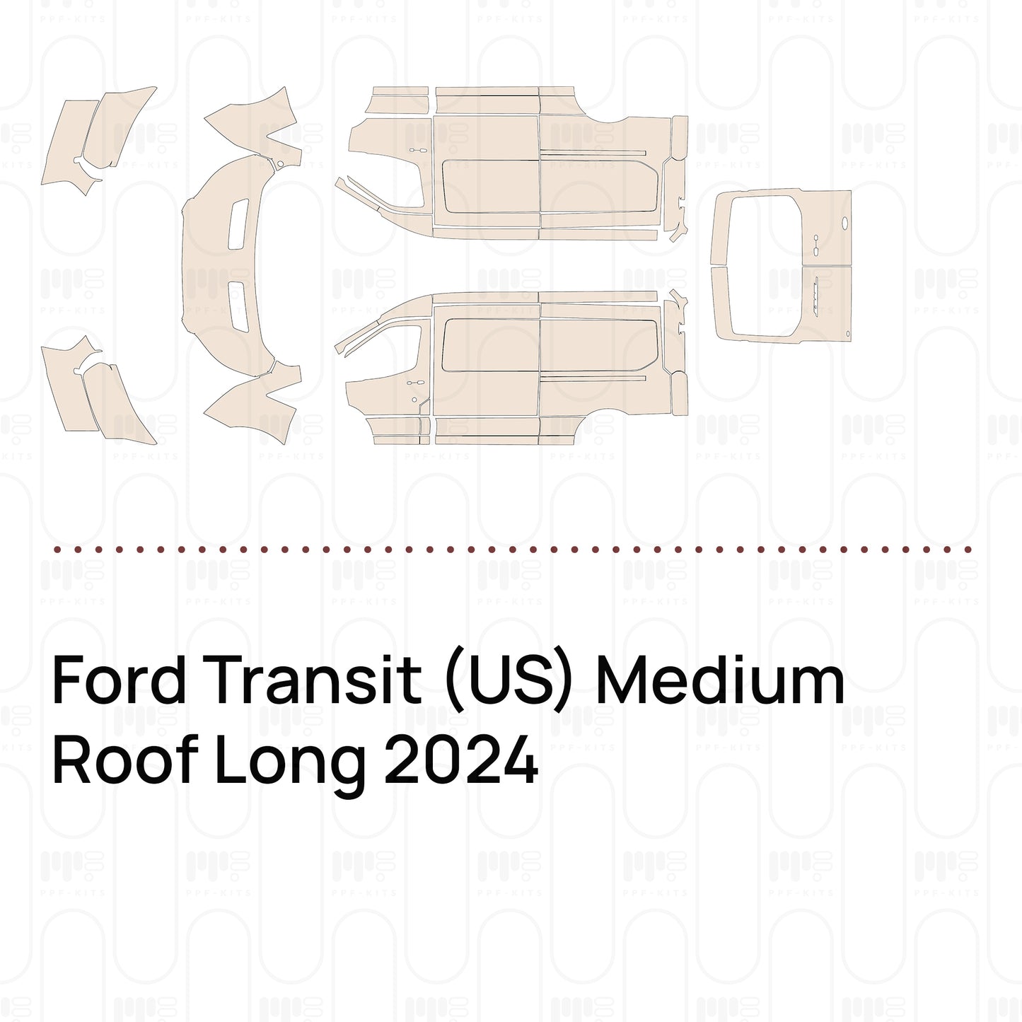 Voorgesneden PPF Ford Transit (US) Medium Roof Long 2024