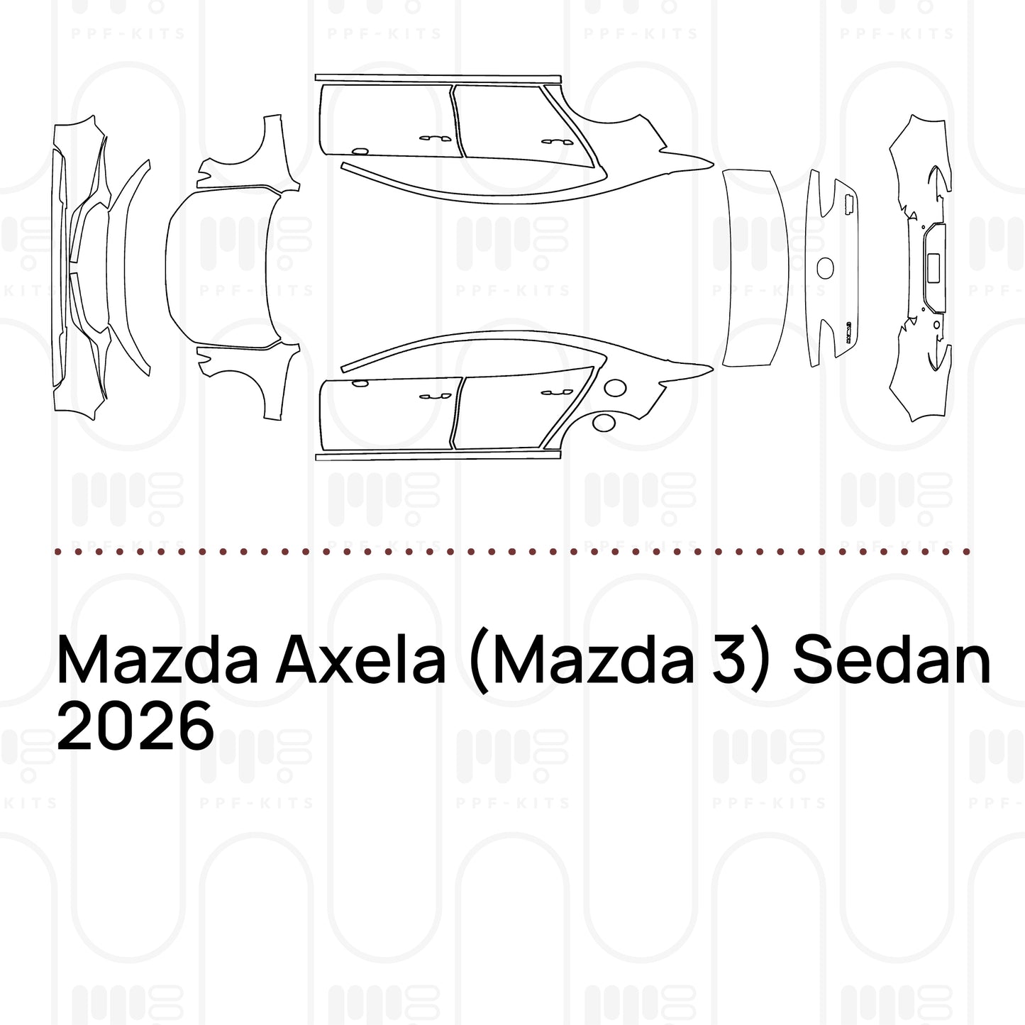 Voorgesneden PPF Mazda Axela (Mazda 3) Sedan 2026