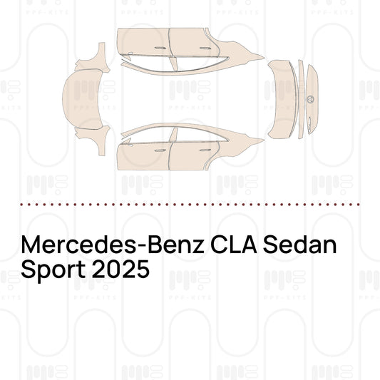 Mercedes-Benz CLA Sedan Sport 2025 – Voorgesneden PPF-lakbeschermingsfolie