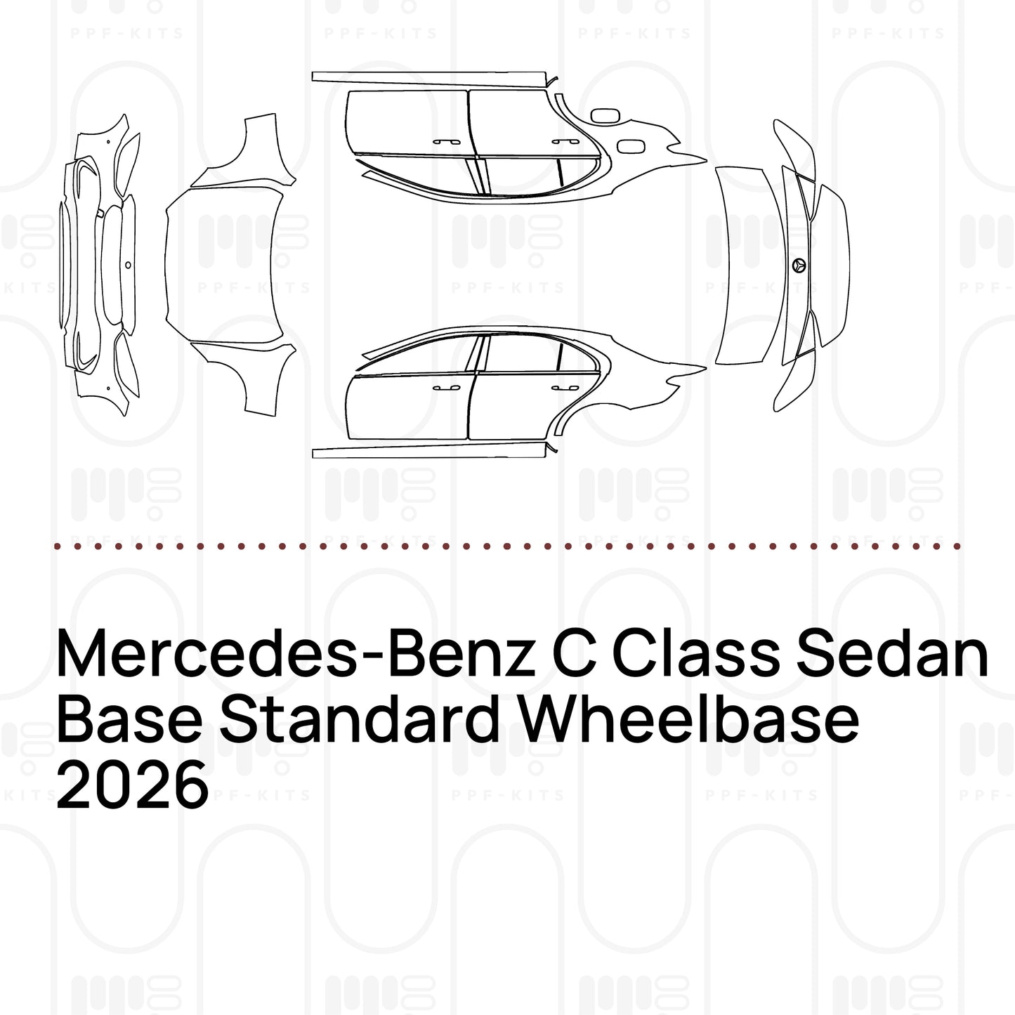 Voorgesneden PPF Mercedes-Benz C Class Sedan Base Standard Wheelbase 2026