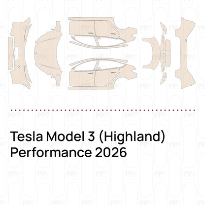 Voorgesneden PPF Tesla Model 3 (Highland) Performance 2026