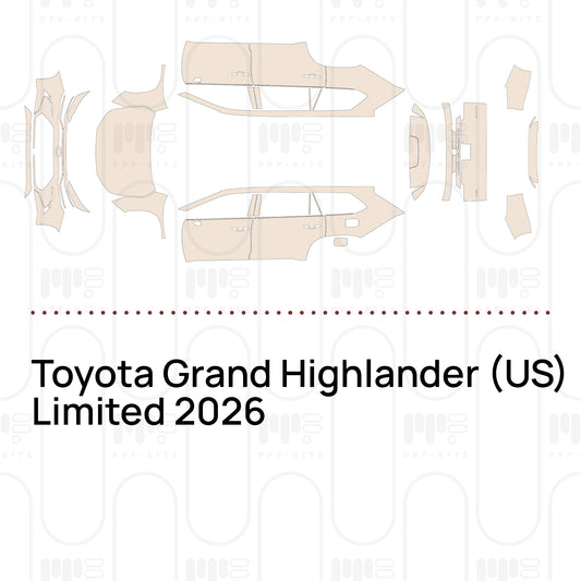 Toyota Grand Highlander (US) Limited 2026 – Voorgesneden PPF-lakbeschermingsfolie