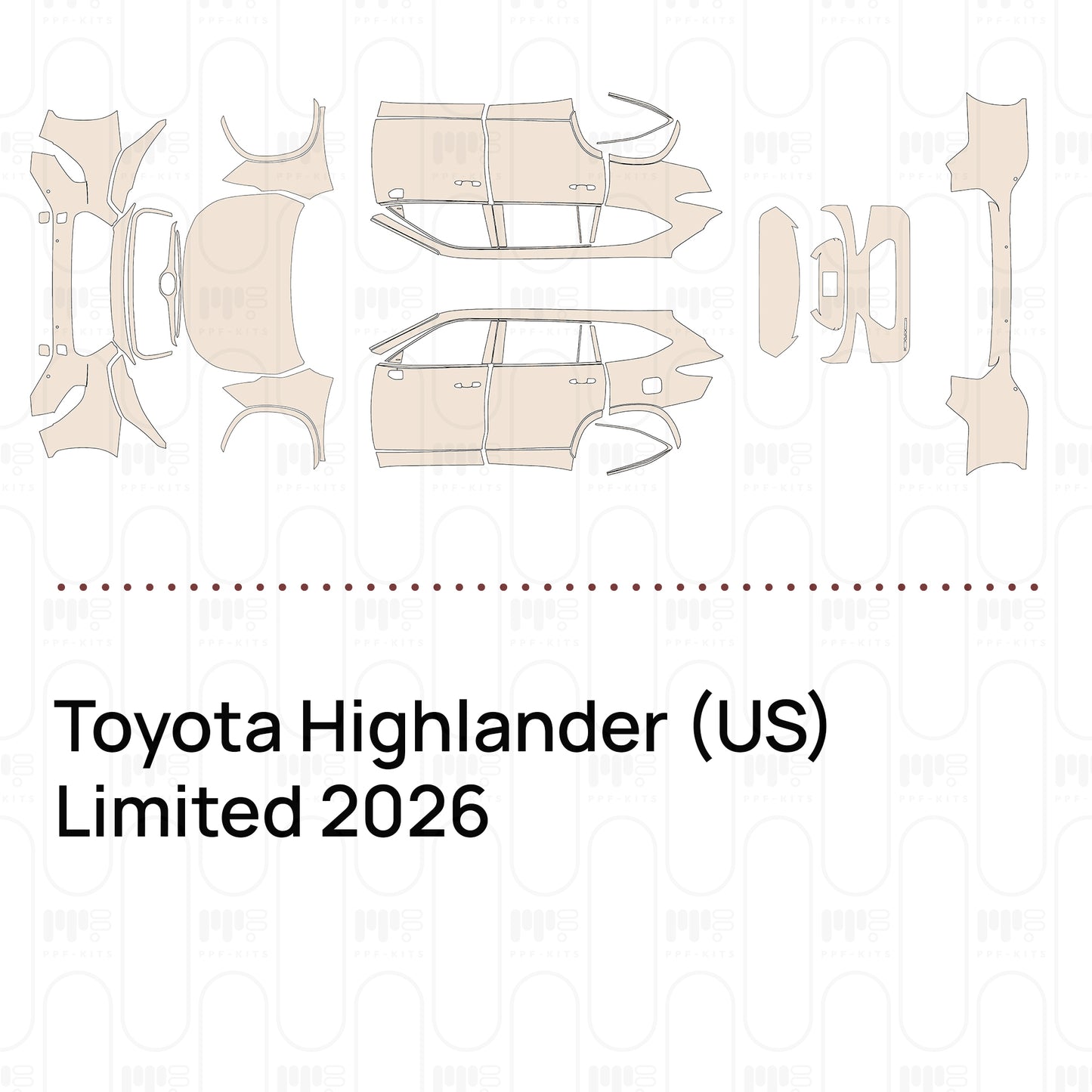 Voorgesneden PPF Toyota Highlander (US) Limited 2026