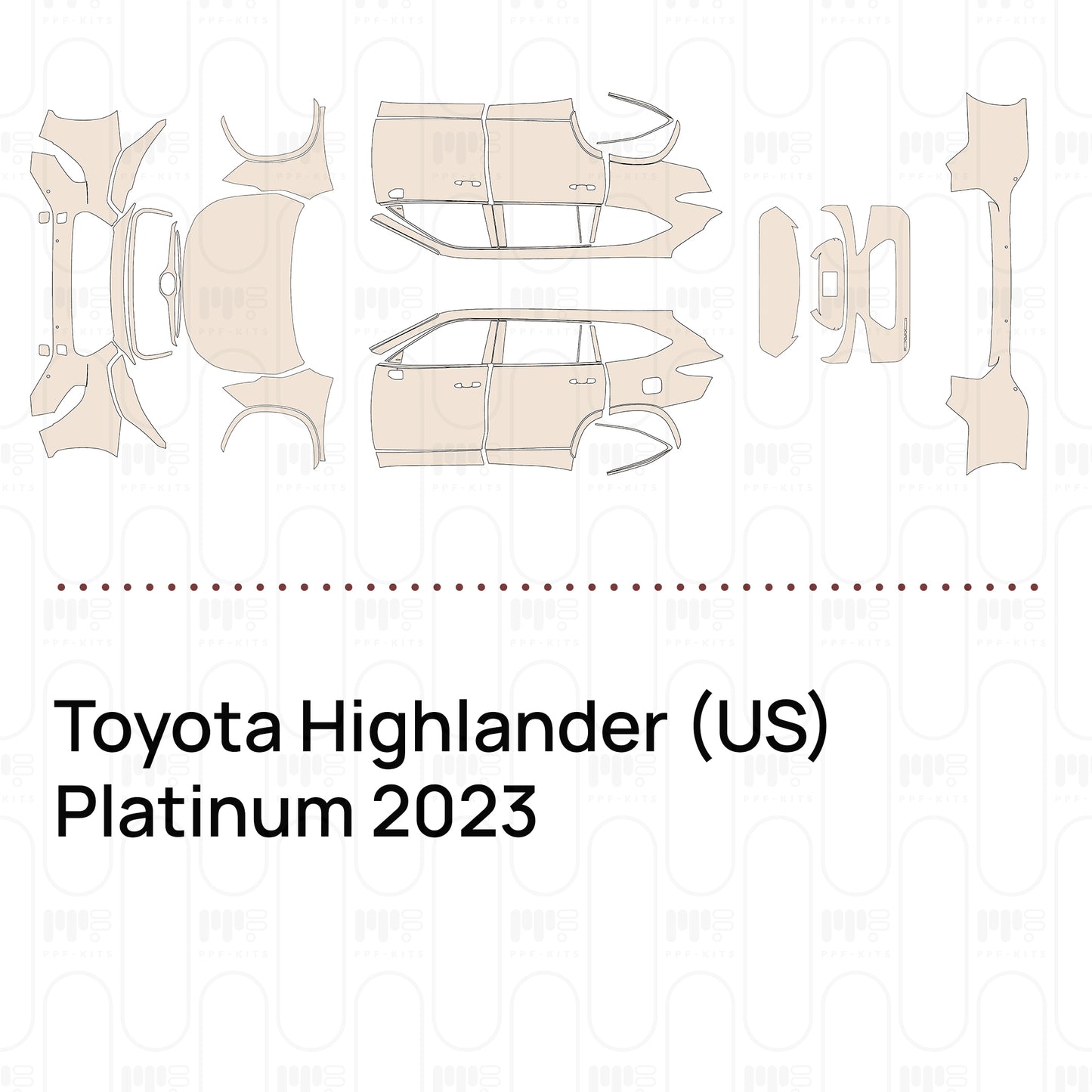 Voorgesneden PPF Toyota Highlander (US) Platinum 2023